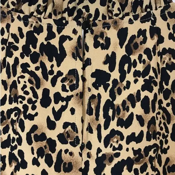 J. Crew Leopard Print Ruffled Neck Long Balloon Sleeve Blouse 2X - Picture 8 of 9